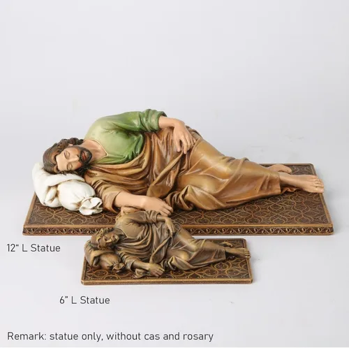 Vista 8 de Estatua Católica BC de San José Durmiente, Figura del Santo Patrono Regalo de Inauguración de Casa, Decoración Devota del Hogar, 6" L, Escultura