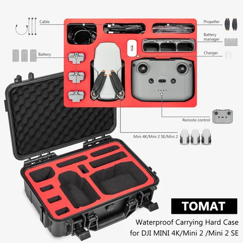 Vista 4 de Tomat Mini 4K caso impermeable duro transporte caso para DJI MINI 4K / Mini2 Fly More Combo Accesorios