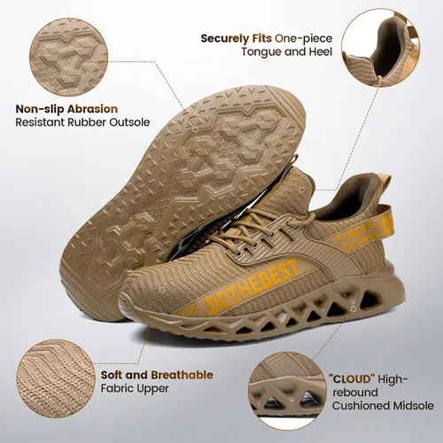 Vista 80 de Furuian - Tenis con punta de acero para hombres y mujeres, zapatos de seguridad ligeros, cómodos, a prueba de pinchazos, zapatos de trabajo