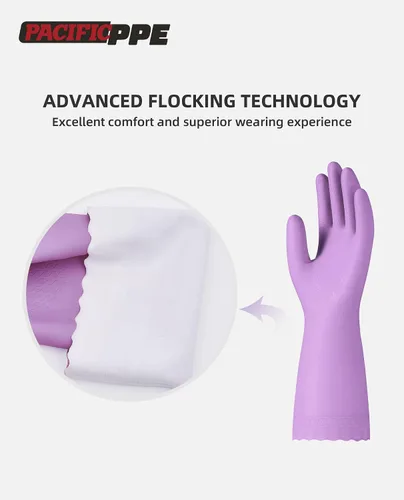 Vista 2 de Paquete de 2 y 4 guantes afelpados para el hogar. Morado