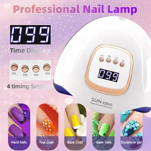 Vista 3 de Lámpara de uñas LED UV con 81 cuentas, lámparas de curado de uñas de 380 W para esmalte de gel con sensor automático/4 ajustes de temporizador