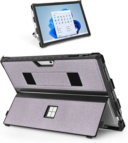 Vista 22 de Funda protectora resistente para Microsoft Surface Pro 7+/7/6/5/4/LTE de 12.3", con soporte para lápiz capacitivo y correa de mano, compatible