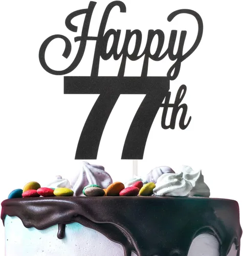 Vista 22 de LINGTEER - Decoración para pastel con texto "Happy Birthday 100", color negro