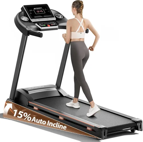 Vista 9 de Cintas de correr para el hogar, caminadora con inclinación automática, cintas de correr plegables para correr y caminar, capacidad de peso de 300