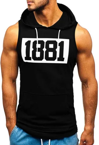 Vista 2 de Ymosrh Camiseta sin mangas con capucha para hombre, camiseta sin mangas para culturismo, gimnasio, tallas S-3XL