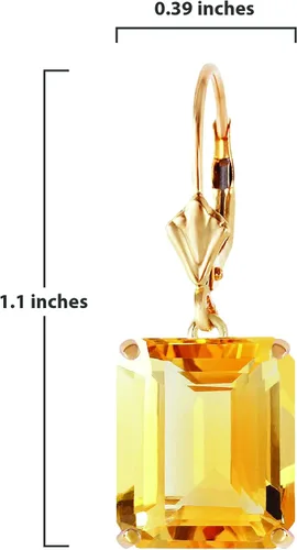 Vista 6 de Galaxy Gold GG Pendientes Leverback de Oro Amarillo de 14k con Citrino, Metal Gema, Citrino