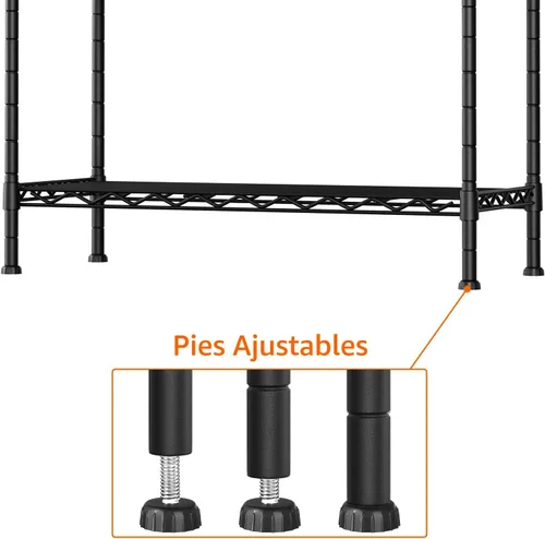 Vista 6 de Soywey Estantes de Almacenamiento Ajustables de Servicio Pesado de 3 Estantes, 36" An x 14" Pr x 35.8" Al, Organizador de Rejilla Metálica