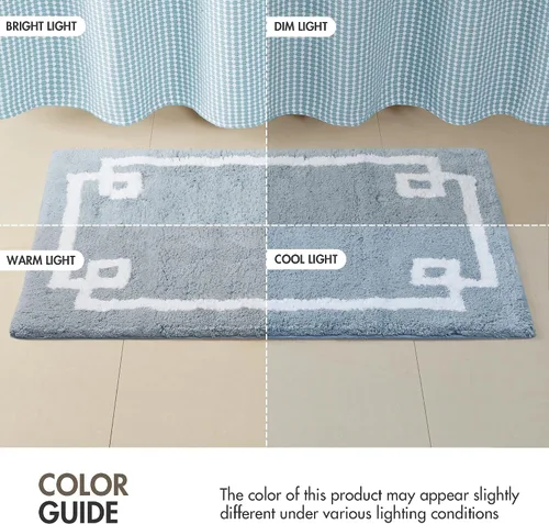 Vista 10 de Madison Park Evan Alfombra de Baño 100% Algodón con Respaldo Antideslizante - Tapete de Baño de Felpa Copetuda Lujoso, Absorbente, Secado Rápido