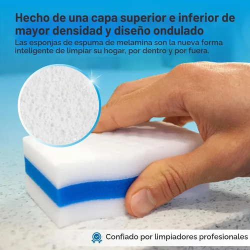 Vista 3 de Borrador de esponja mágica extra duradero (paquete de 100) - Almohadillas Depurador de espuma gruesa de ultra densidad para paredes, ducha, bañera