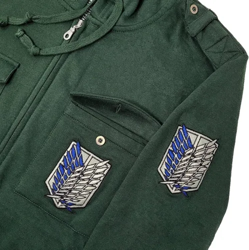 Vista 4 de Ripple Junction Attack on Titan - Sudadera con capucha unisex para adultos, estilo militar, con cremallera completa