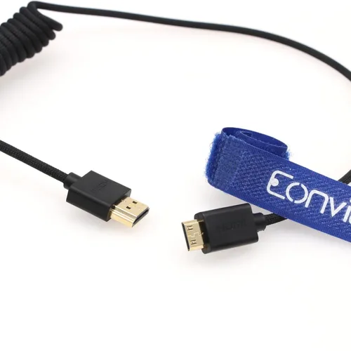 Vista 2 de 2.1 HDMI 8K HDMI macho a mini HDMI macho cable extensor de alta velocidad para monitor Canon Nikon Panasonic GH3 (negro en espiral 19.7 in)