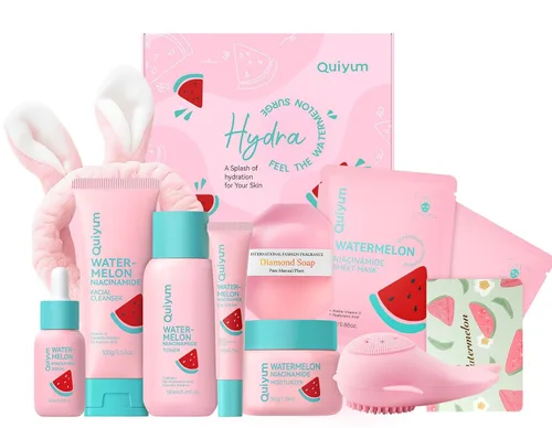 Vista 14 de QUIYUM - Juego de cuidado de la piel de sandía y niacinamida, kit facial brillante de 3 piezas para adolescentes 3-in-1 Daily Routine: Cleanser
