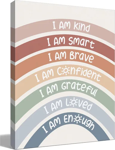 Vista 16 de Lienzo inspirador de diversidad con texto en inglés «Everyone is Welcome Here», impresiones artísticas para decoración de aula, guardería, sala