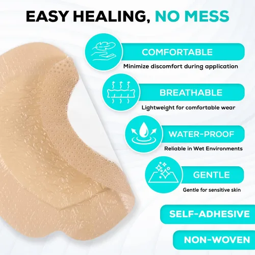 Vista 5 de MedVance TM Silicone - Apósito adhesivo de silicona con bordes sacros para heridas, vendaje de tratamiento de úlceras de cama para sacro, tamaño 7 x