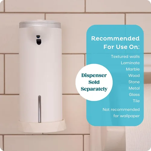 Vista 5 de Soporte de pared para dispensador de espuma de papel higiénico - Soporte adhesivo para baño - Instalación sin taladros - Compatible con dispensador