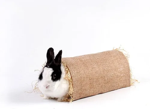 Vista 7 de Hemobllo Cómodo conejo hierba nido suministros para mascotas conejillo de indias túnel nido conejito juguete