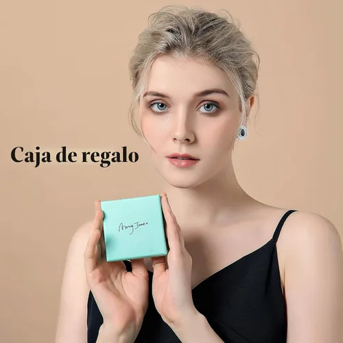 Vista 8 de Conjunto de joyería para boda, aretes de lagrima y collar con dije de circonio cúbico