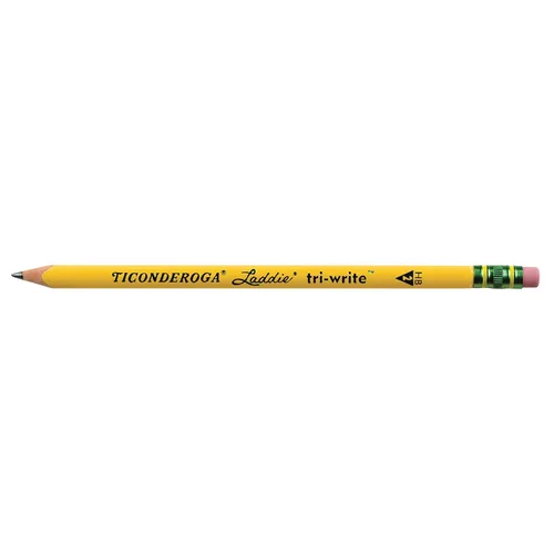 Vista 3 de Ticonderoga® Lápices Tri-Write, con borradores, plomo #2, amarillo, paquete de 36 y lápices triangulares Tri-Write, carcasa de madera #2 HB suave