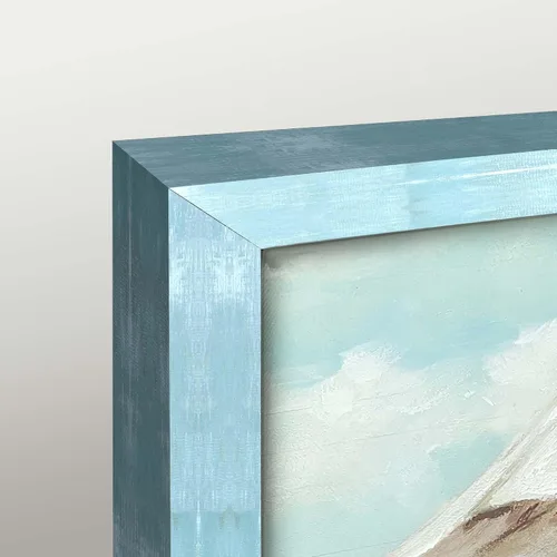 Vista 2 de Arte de pared enmarcado costero abstracto, imagen de silla de playa, pintura moderna del océano, impresiones de paisaje marino relajante, decoración