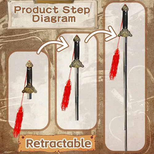 Vista 3 de Espada telescópica retráctil de polímero simple, espada china de Kung Fu Taichi, espada mágica de práctica y actuación, espada para cosplay
