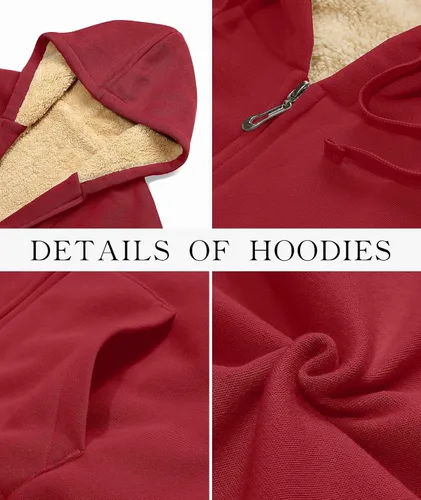 Vista 5 de SWISSWELL Sudaderas con capucha para mujer, forro polar de invierno, con cremallera completa, forro de sherpa grueso