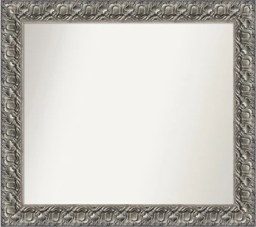 Vista 13 de Amanti Art Espejo de baño plateado para sobre fregadero, 26 x 26 pulgadas, espejo cuadrado de níquel pulido, marco de madera tradicional mediano, se