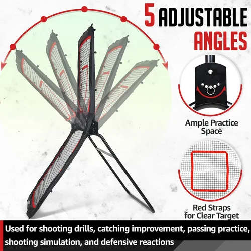 Vista 5 de ZEALFEEL Lacrosse Rebounder, 4x7FT/4x6FT Volleyball Rebounder for Backyard with 5 Rebound Angles, Target Strip, Lacrosse Rebound Net Perfect for Lax