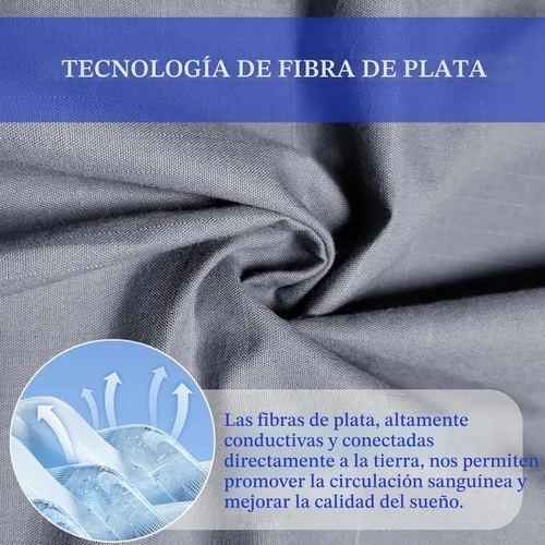 Vista 4 de Sábanas de Conexión a Tierra Twin - Sábana Bajera Ajustable de Fibra Plateada, Sábanas de Cama con Conexión a Tierra de Algodón, Sábana de Tierra