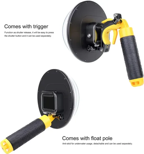 Vista 4 de SOONSUN Puerto domo para GoPro Hero 8 Negro, lente de domo subacuático de 147 pies con carcasa impermeable, agarre de mano flotante, gatillo