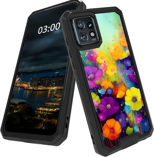 Vista 8 de Funda para Motorola Edge Plus para Moto Edge Plus 2023 con diseño de patrón de mariposa artística a prueba de caídas de policarbonato duro de doble