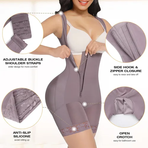 Vista 4 de FeelinGirl Shapewear for Women Slimmer Body Shaper Tummy Tuck Faja with Zipper Butt Lifter Open Crotch Shorts