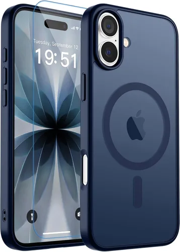 Vista 376 de zapica Funda magnética para iPhone Air, con protector de pantalla de vidrio templado, compatible con MagSafe, translúcida mate, a prueba de golpes