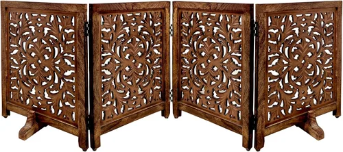Vista 18 de Lightnpro Valla de madera geométrica para mascotas - Puerta de seguridad plegable independiente para perros, cachorros y mascotas pequeñas, valla