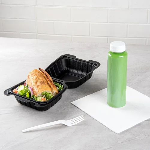 Vista 4 de Restaurantware Thermo Tek - Recipientes para llevar rellenos de minerales de 6 x 6 x 3 pulgadas, 100 recipientes duraderos para llevar, contenedores