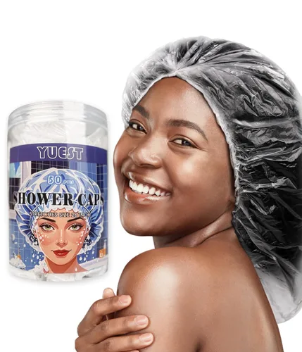 Vista 8 de 10 gorros de ducha desechables grandes para trenzas largas para mujer, talla XL, gorro de ducha de plástico desechable de gran tamaño para rastas