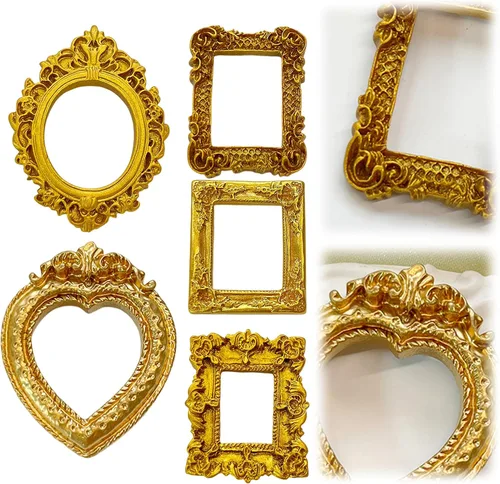 Vista 9 de Pack of 10 Gold Small Style Picture Frames for DIY Jewelry Xmas Decor