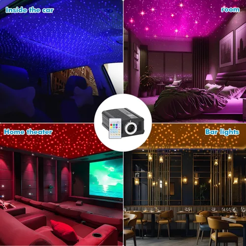 Vista 7 de Twinkle Headliner Star Light Kit 500Pcs* 0.03in* 9.8ft Luces de fibra óptica APP/control remoto, sonido RGBW activado, modo de música, para techo
