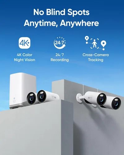 Vista 2 de eufy Security eufyCam E330 (Profesional) Kit de 2 cámaras, sistema de cámara de seguridad exterior 4K, grabación 24/7, enchufable, NVR Wi-Fi