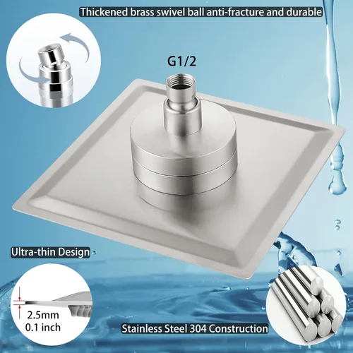 Vista 6 de Cabezal de ducha filtrado, cabezal de ducha de alta presión de acero inoxidable con cartucho de filtro de agua dura de 15 etapas para eliminar