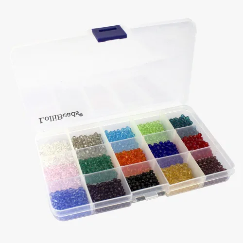 Vista 5 de LolliBeads (TM) Mezcla al por mayor Lote 0.157 in Briolette facetado Rondelle Cuentas de cristal para la fabricación de joyas con caja