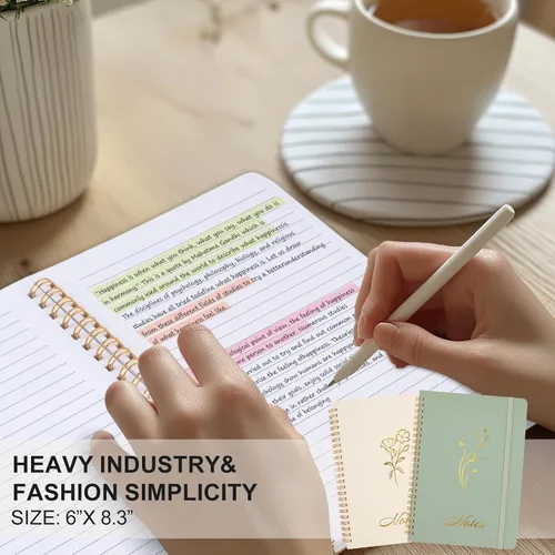 Vista 6 de Joyberg Cuaderno estético en espiral, 2 cuadernos bonitos, cuadernos de 8.3 x 6 pulgadas para mujeres, cuaderno en espiral A5 para oficina, escuela