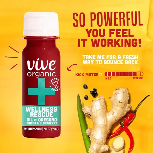 Vista 3 de Vive Organic Wellness Rescue Shot, jengibre, saúco y aceite de orégano, 2 onzas