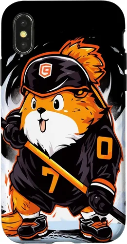 Vista 4 de iPhone 15 Guinea Pig Ice Hockey Player Hockey Stick Goalkeeper Case