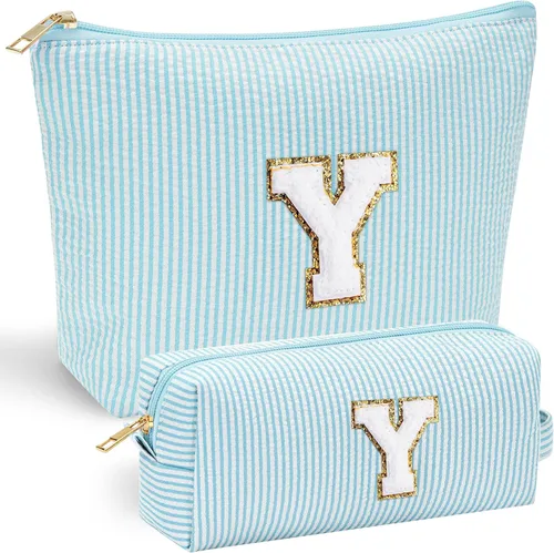 Vista 182 de YOOLIFE Regalos del Día de la Madre para Mujeres, Bolsa de Maquillaje con Iniciales, Bolsa de Maquillaje para Viaje, Bolsa de Maquillaje Negro