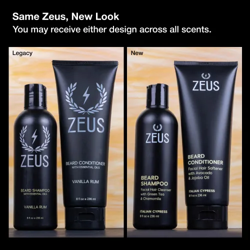 Vista 2 de ZEUS Set de lavado de barba para hombres, champú y acondicionador con té verde, manzanilla y aceites esenciales para hidratar, suavizar y fortalecer