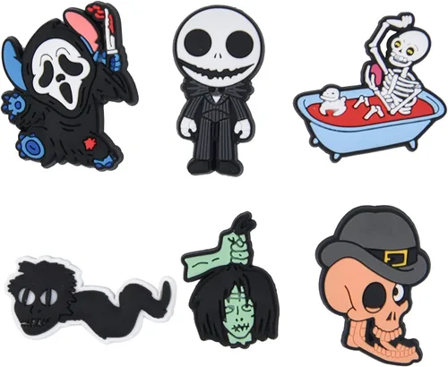 Vista 7 de XQNB Dijes de PVC para zapatos, película de terror, accesorios de decoración de zapatos de Halloween, accesorios para niños, niñas, niños y adultos