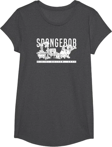 Vista 43 de Bob Esponja Vintage Group Simple Logo Camiseta, Negro