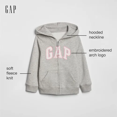Vista 2 de GAP Sudadera con capucha y cremallera completa con logotipo de Playtime Favorites para bebé niña