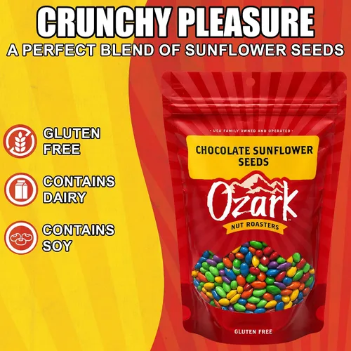 Vista 3 de OZARK NUT ROASTERS: Semillas de girasol de chocolate, aperitivos cubiertos de chocolate, semillas de girasol confitadas gourmet de clase mundial
