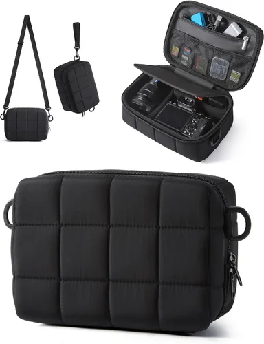 Vista 14 de BAGSMART Funda pequeña para cámara digital hinchada, repelente al agua Marrón café